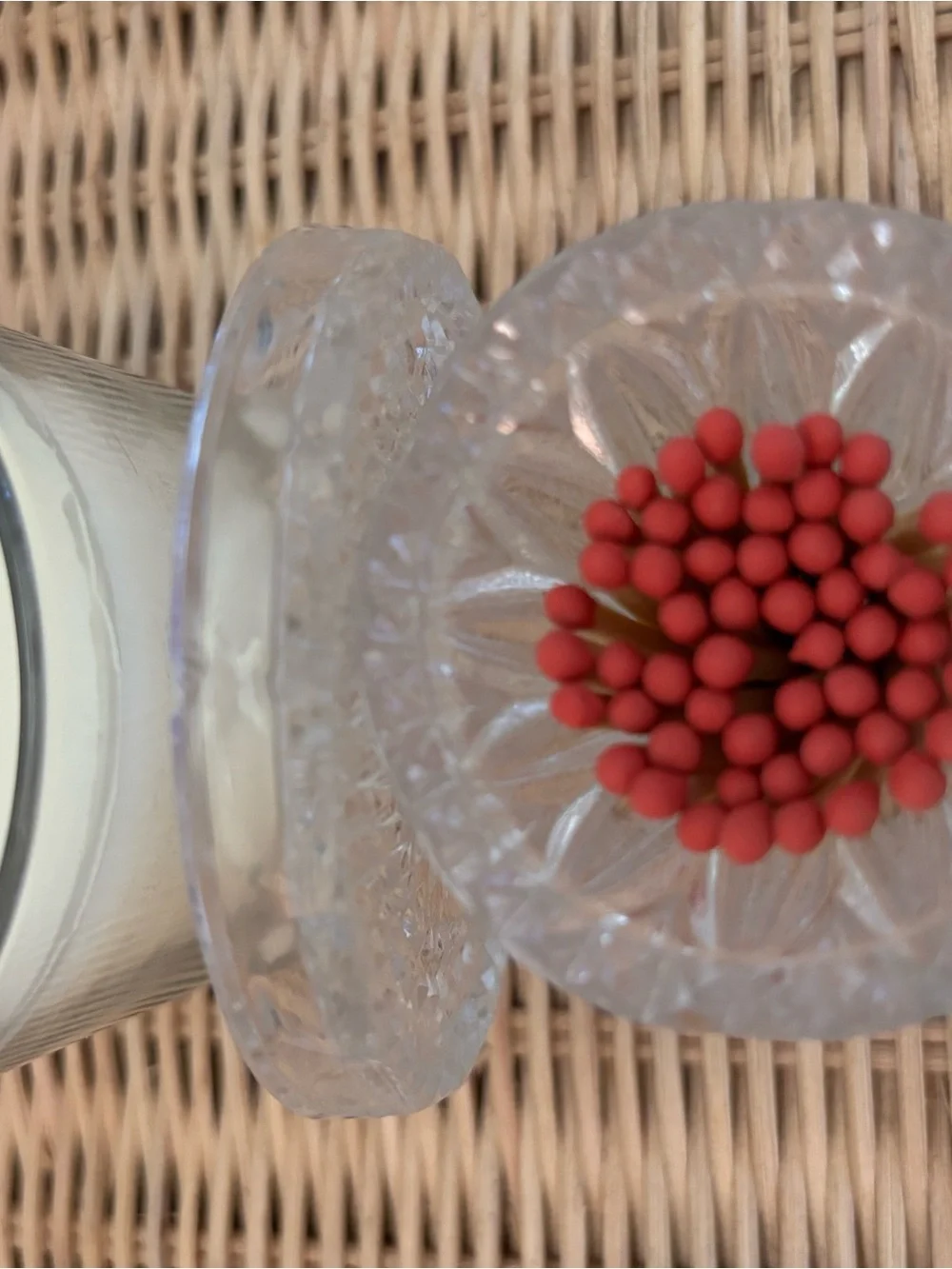 Clear Crystal Matchstick Holder with Crystal dish/match tray